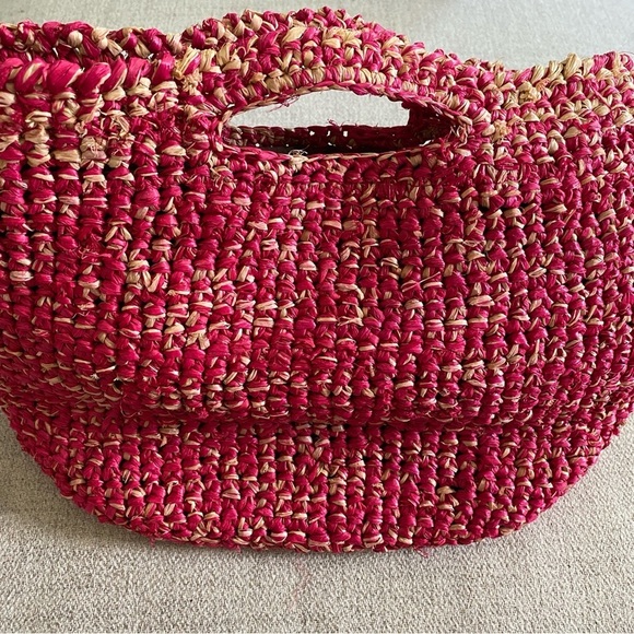 Handbags - Handwoven Pink and Tan Tote Bag